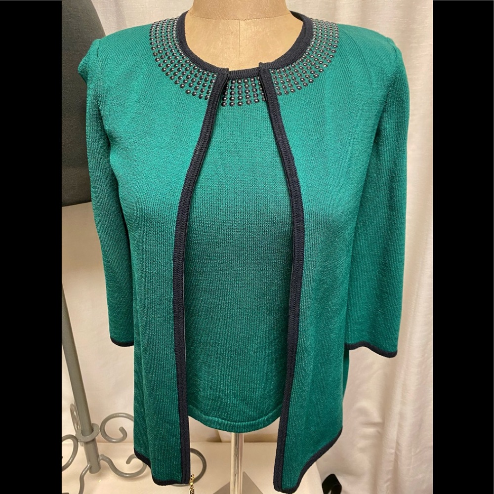 St John emerald green sweater set Size P